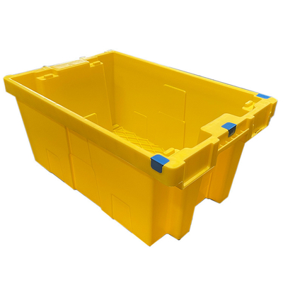 60 × 40 × 27.5 سم HDPE أصفر بلاستيك متحرك قفص صناديق بلاستيكية عشبية