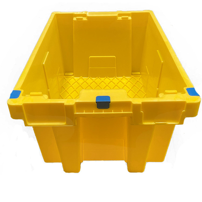 HDPE الأصفر قفص بلاستيك قابل للتكديس الثقيلة نقل الصناديق