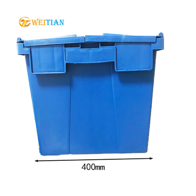 ISO9001 صندوق لوجستي بلاستيكي HDPE 60L حاويات توزيع الغطاء المرفقة