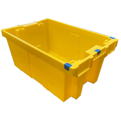 60 × 40 × 27.5 سم HDPE أصفر بلاستيك متحرك قفص صناديق بلاستيكية عشبية