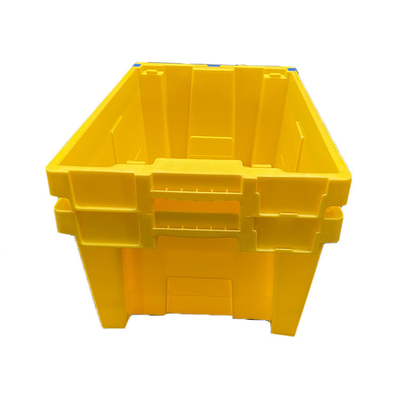 HDPE الأصفر قفص بلاستيك قابل للتكديس الثقيلة نقل الصناديق
