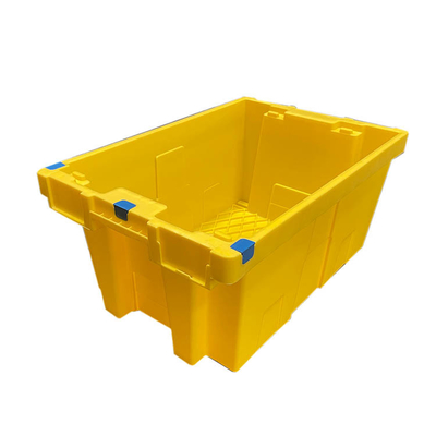 صندوق متحرك من البلاستيك HDPE أصفر 60 × 40 × 27.5 سم قابل لإعادة الاستخدام