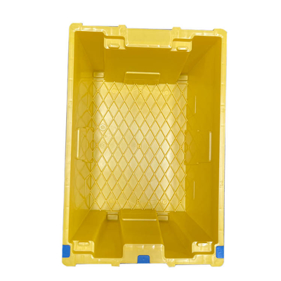 صندوق متحرك من البلاستيك HDPE أصفر 60 × 40 × 27.5 سم قابل لإعادة الاستخدام