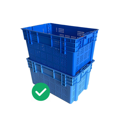عشبي HDPE الغذاء البلاستيك صناديق الحمل الديناميكي 50 كجم مقاومة للأشعة فوق البنفسجية