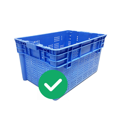 صناديق تخزين المأكولات البحرية العذراء PP HDPE القابلة للتكديس ، تحميل 70 كجم ، صناديق بلاستيكية قابلة للتكديس