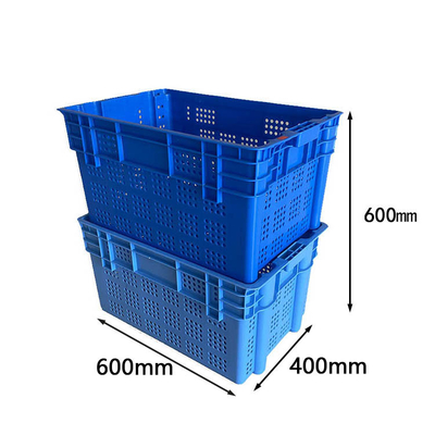 600 X 400 بلاستيك متحرك صندوق 100٪ HDPE أزرق طعام بلاستيك صنف Apple صناديق