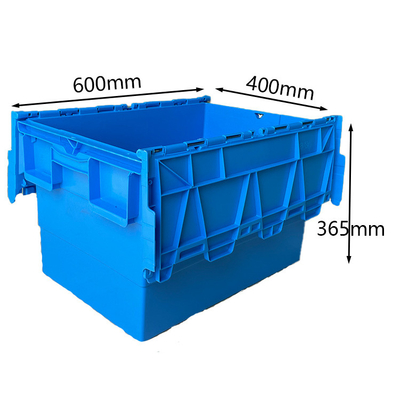 600x400x365mm بلاستيك متحرك صندوق مستودع تحميل 50Kg HDPE صناديق بلاستيكية