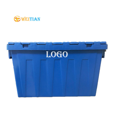 3000g وزن صندوق لوجستي بلاستيكي HDPE أزرق تحميل 50 كجم صناديق متحركة قابلة للتكديس