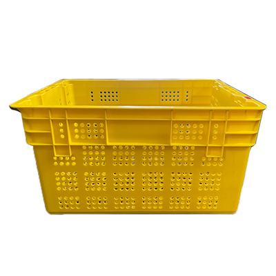 600 X 400 X 315mm فواكه بلاستيكية صناديق صفراء اللون HDPE تتحرك الصناديق