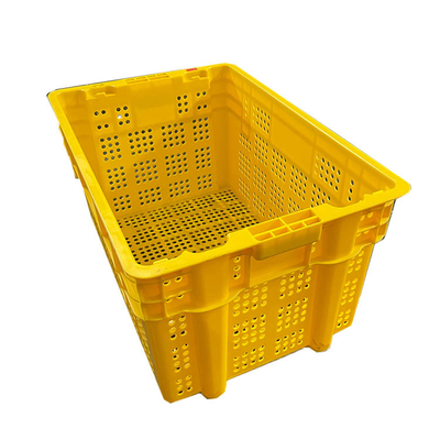 600 X 400 X 315mm فواكه بلاستيكية صناديق صفراء اللون HDPE تتحرك الصناديق